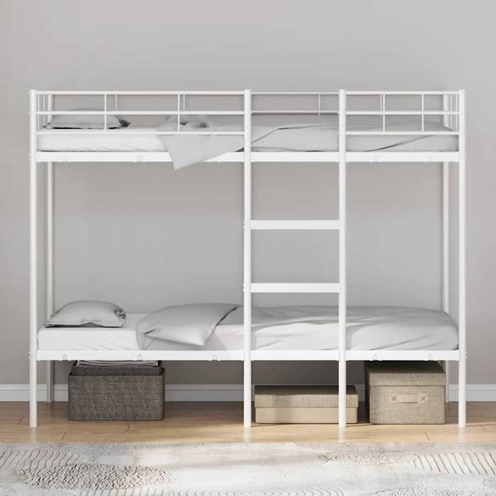 [12890]Lit superposé Enfant/Adulte - Contemporain lit simple sans matelas blanc 75x190 cm acierPoids:27.35 Kg