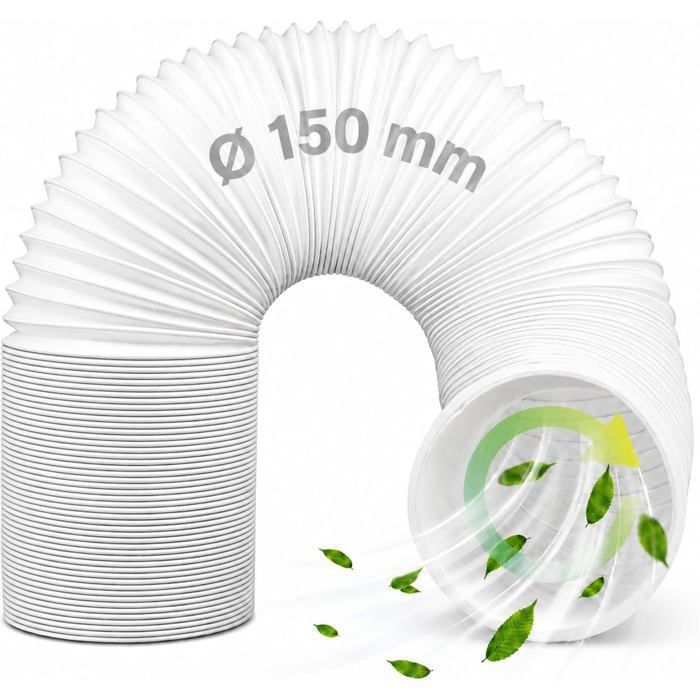 Tuyau déchappement pour climatiseur portable - PZCC - Diamètre 150 mm - Longueur 150 cm - Adaptateur inclus