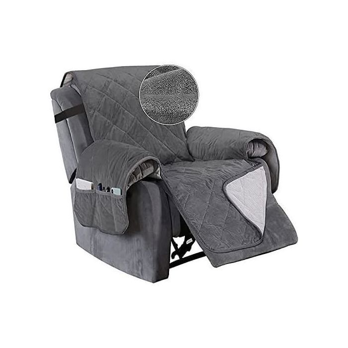 Housse de Fauteuil Relax Matelassé Inclinable Couvre Fauteuil Relax Imperméable Housses de Protege Fauteuil Inclinable Gris