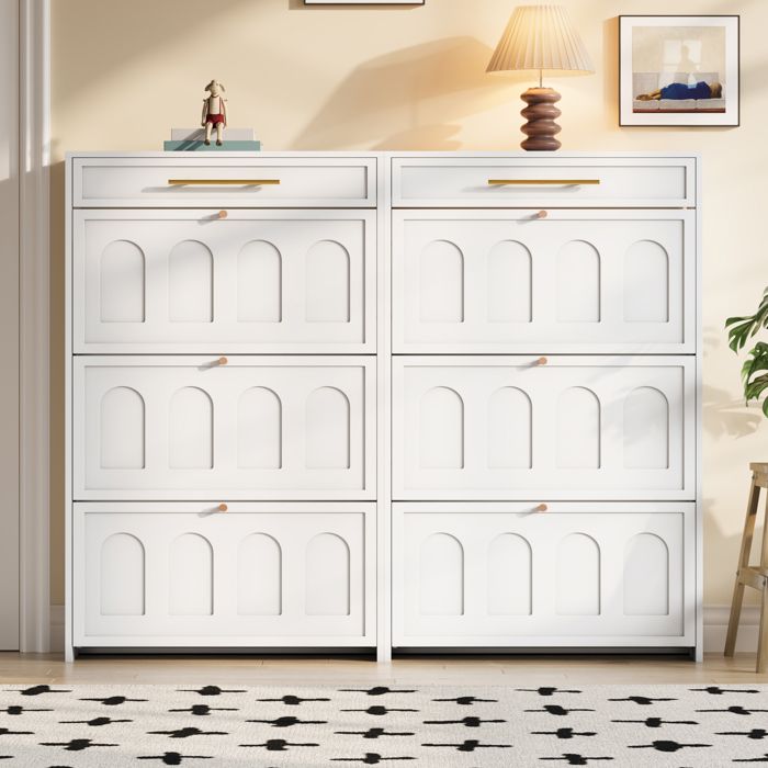 Chaussure armoire moderne avec 12 compartiments 2 tiroirs armoires Chaussures armoires chaussures hautes armoires Peut être pla