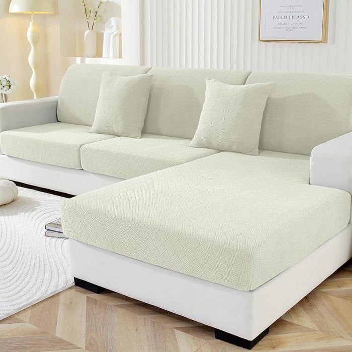 Protection dossier chaise longue beige housse canapé extensible