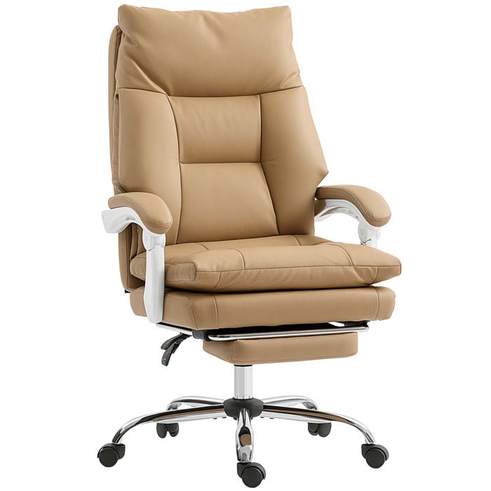 Chaise de bureau ergonomique avec soutien lombaire repose-pieds beige clair