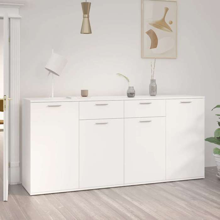 Blanc Commode Salon CHIC Buffet bas/Cabinet 1 PC Blanc 160x36x75 cm Bois dingénierie N12258