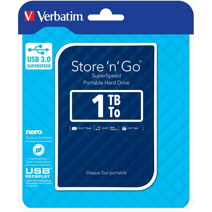 Disque dur externe - VERBATIM - Storengo - 1To - Bleu