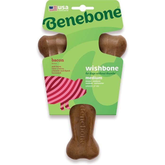 Os à mâcher - BENEBONE - Taille M - Saveur Bacon - Nylon - Résistant à la mastication