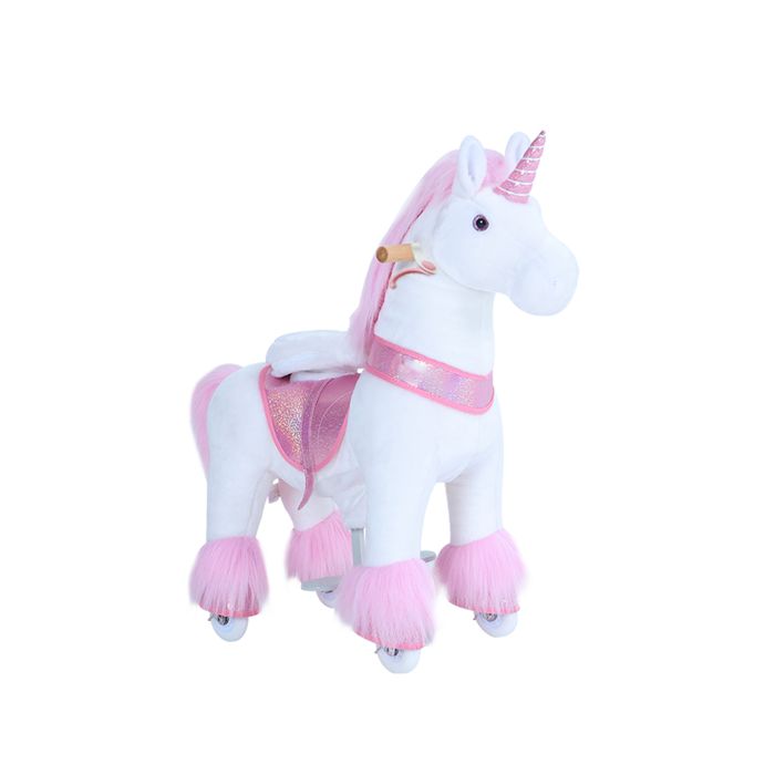 PonyCycle - Licorne Rose à monter Grand Modèle avec siège surélevé et frein pour enfants de 4 à 8 ans