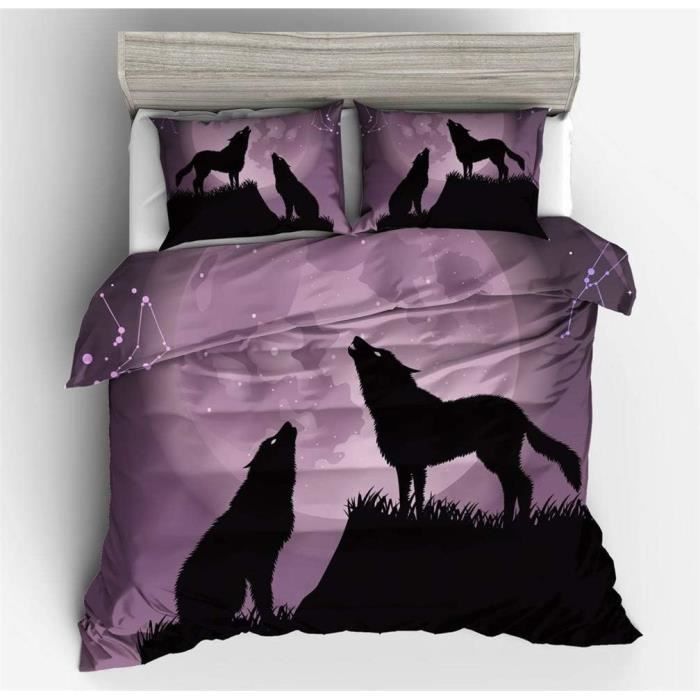 Housse De Couette Licorne Galaxie Violette Romantique – Parure Boho Moderne Vert Orange Jaune, Doux Rêve Automne Hiver (220x240 Cm + 2 Taies)