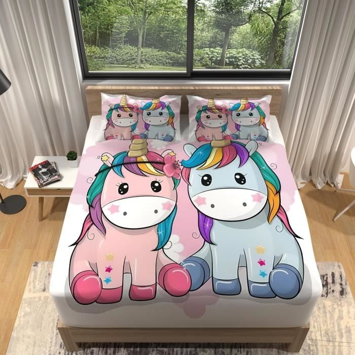 Drap Housse 180X200 Licorne De Dessin Animé Imprimé Housse De Matelas
