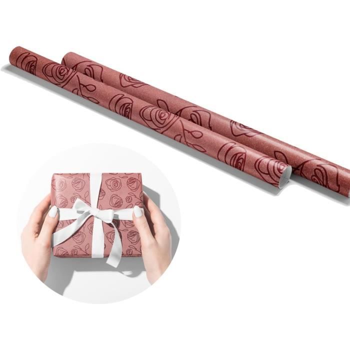 43Cm X 10M Rouleau Papier Cadeau Anniversaire Rouge Pour L'Emballage De  Cadeaux Mère,Petite Amie,Femme[x122]