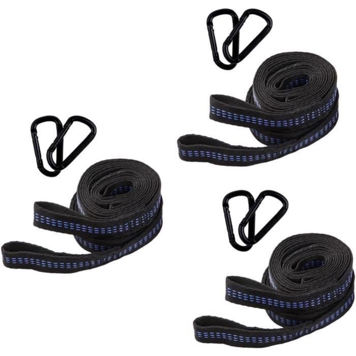 4 Sanglies Hamac/Suspension - Polyester, Charge 300 Kg, 2.5x25 Cm, Avec Anneaux D Et Mousquetons - 14
