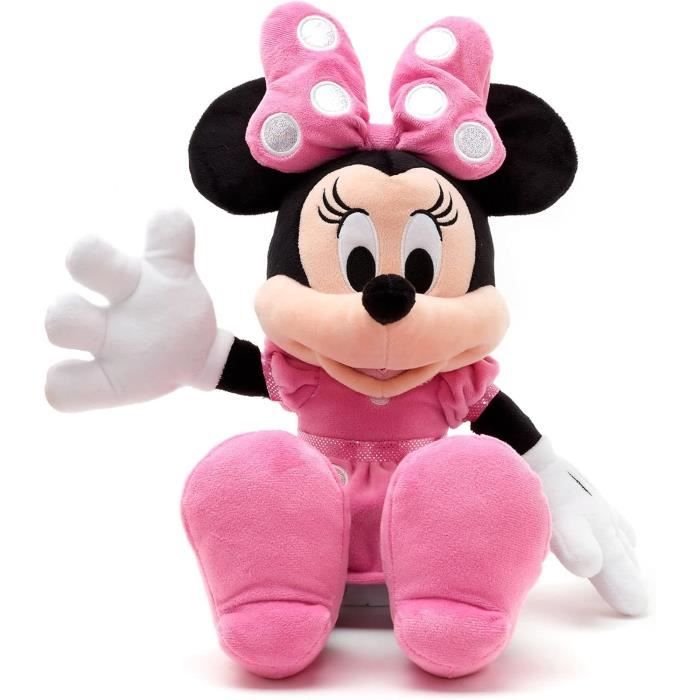 Peluche - Disney - Minnie - Taille Moyenne 45 cm - Rose Bonbon - Détails Brodés