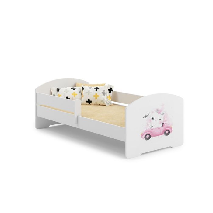 Lit enfant 160x80 chat avec matelas - 1001JOUETS - Jaune - MDF