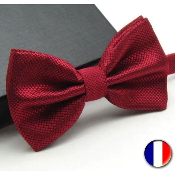 Homme Rouge Bordeaux Auto-cravate nœud papillon avec mouchoir de poche & lapel pin Mariage Bal 