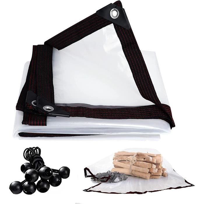 Bâche Étanche Transparente 420g/m² 0.3mm - Protection Multifonction Avec Œillets 1.5x2M