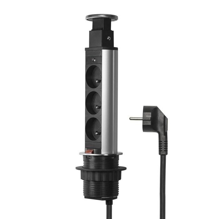 Elbe Prises Escamotables 3 Prises Diametre 60mm Bloc Prise