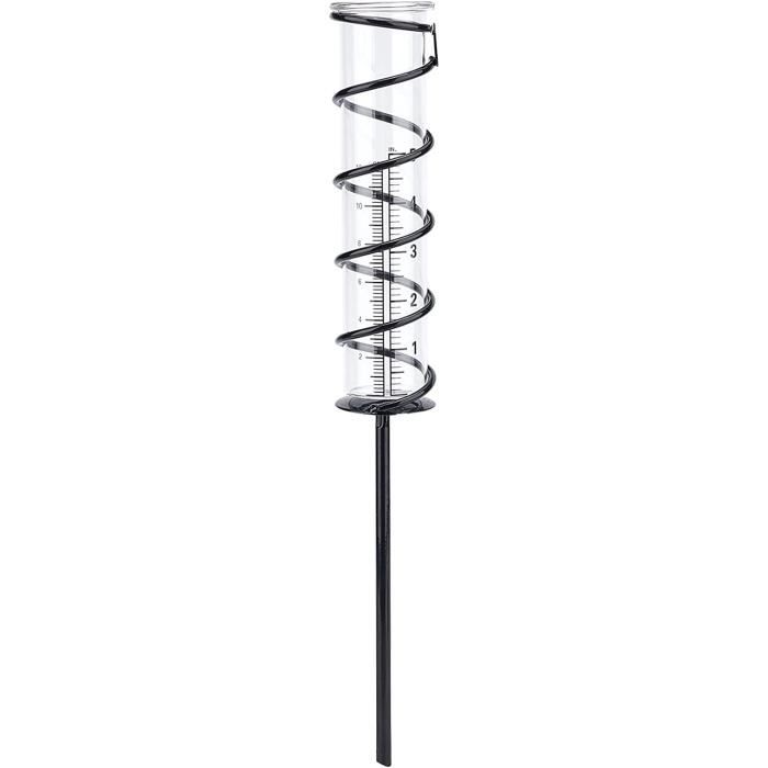 Pluviomètre En Verre Spiralé Avec Support Métal - 50cm Hauteur - Mesure Précise Pluie Jardin