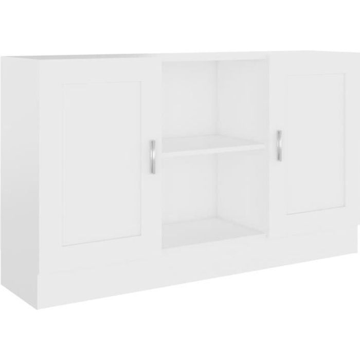 Bahut bas Buffet Commode Meuble de rangement - Blanc 120x305x70 cm Aggloméré