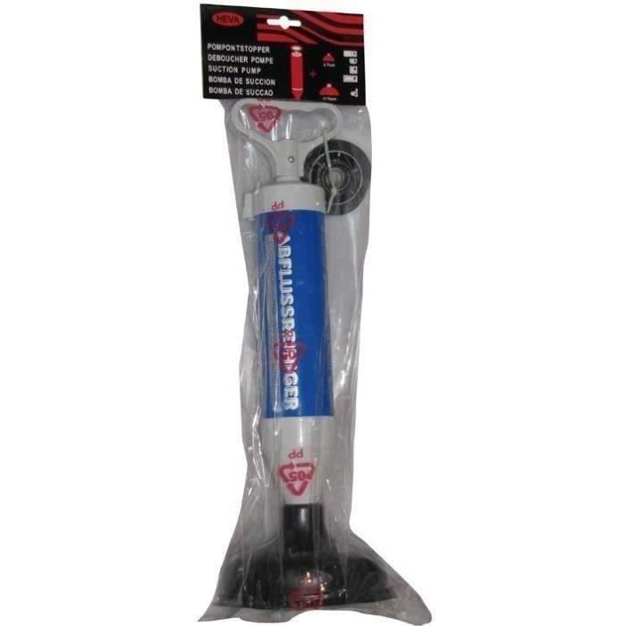 Déboucheur pompe 5 ventouses - HEVA - Spécial WC et regard - Diamètres 7 à 15 cm - Bleu, blanc et no