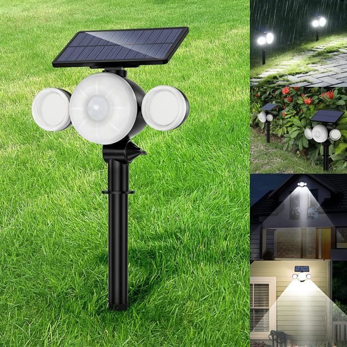 Lampe solaire à LED avec piquet de terre | Lanterne solaire d'extérieur |  Applique murale | IP65 étanche | Lampes solaires en métal/Lampe de jardin 