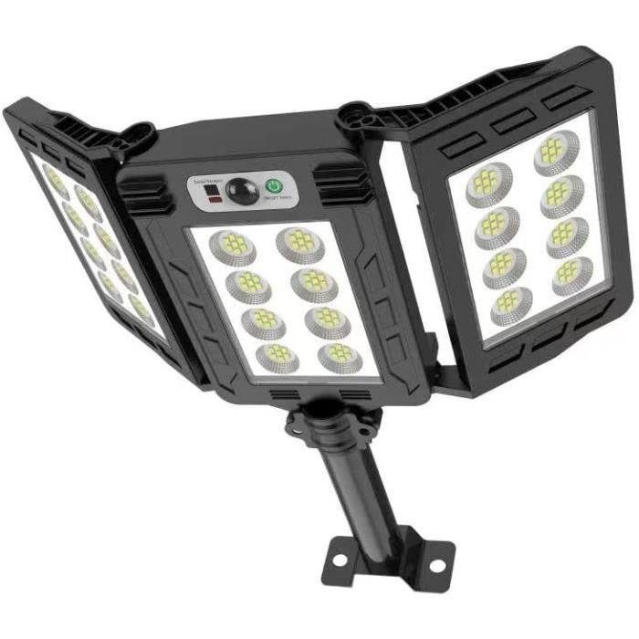 Projecteur Solaire LED 100W 128 Leds Extérieur – Panneau Photovoltaïque Haute Conversion + Télécommande – IP67 Étanche – Capteur Crépuscule – Jardin, Garage, Allée