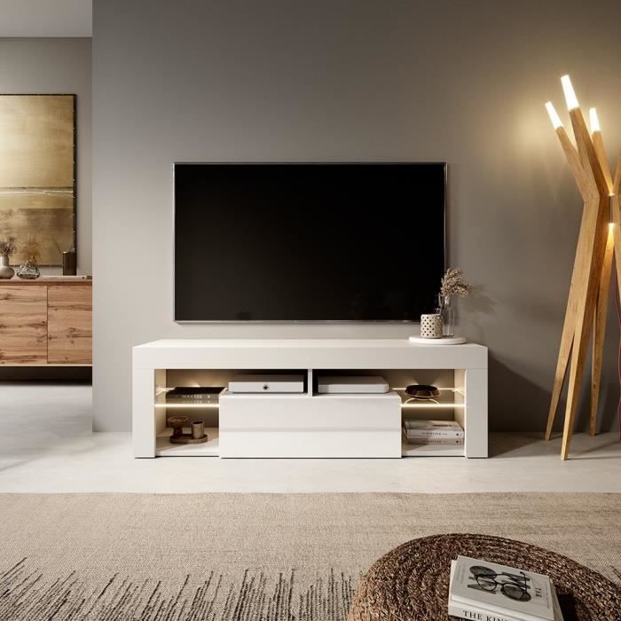 Meuble tv avec rangement chêne 200cm - Meuble Passion