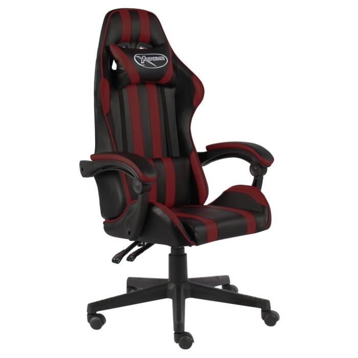 JILI - BEST Fauteuil de jeux vidéo Noir et rouge bordeaux Similicuir (6239)