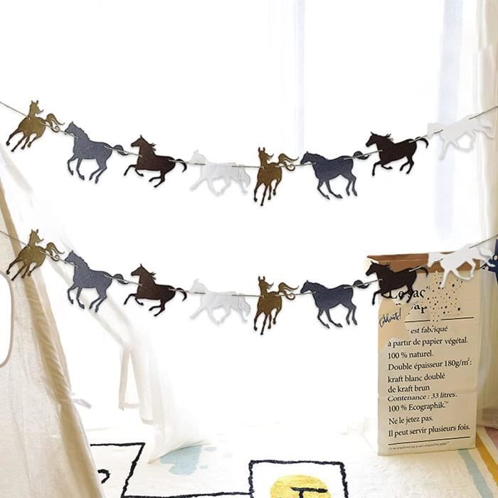 2 Pieces Banniere De Guirlande De Chevaux Banniere Theme Cheval Pour Anniversaire Mariage Cheval D Anniversaire Fete Party 9 Cdiscount Maison