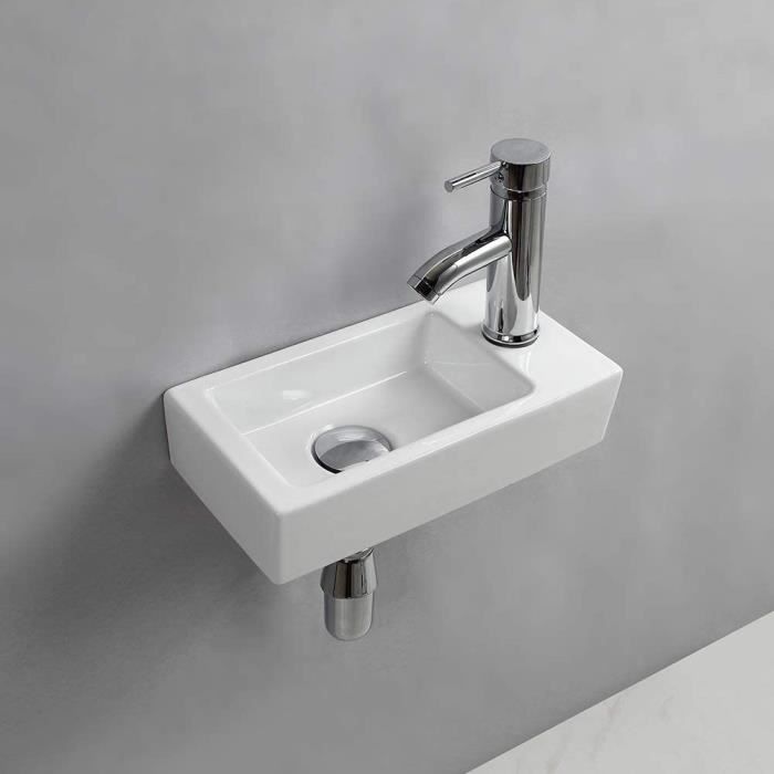 Support Mural, Rectangulaire, Lavabo De Salle De Bains, Porcelaine Blanche, Céramique, Petit Récipient, Lavabo Moderne, Lavabo Classique, 55 X 31 X 13 Cm 85189858