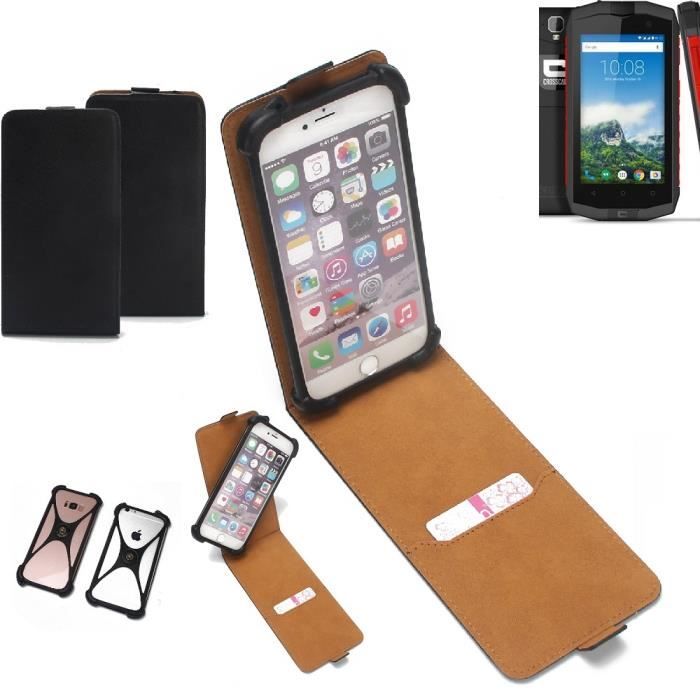 K-S-Trade Compatible avec Crosscall Trekker X4 /Étui De Protection /á Bandouli/ère Sac D/épaule Holster Smartphone Coque Housse Pochette Ceinture Couvercle Noir-Gris 1x