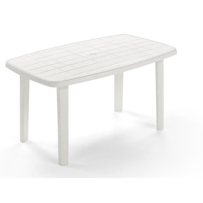 Lot 26 tables jardin longueur 140 cm en plastique vert / blanc Belmiro