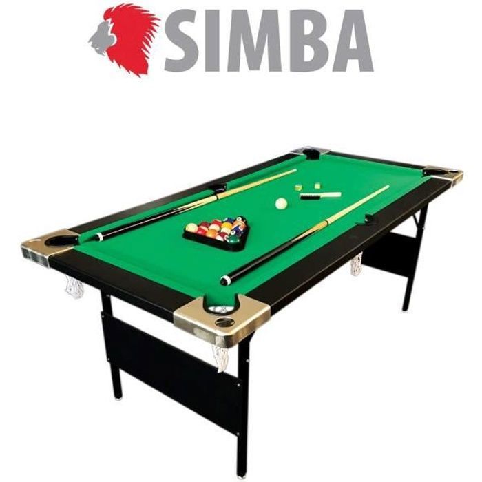 Table De Billard Pliante 6FT Aladin - Dimensions Jeu 158x66cm, Noir Et Vert | Livrée Avec Billes, Queues, Craies, Brosse