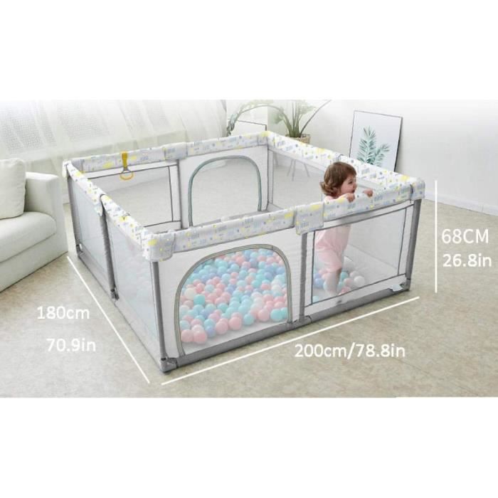 43 Sq Ft Grisbarriere Securite Bebe Avec Maille Respirante 4 Panneaux Parc Bebe Reglable En Hauteur Pour Bebe Nouveau Ne Barri 503 Cdiscount Puericulture Eveil Bebe