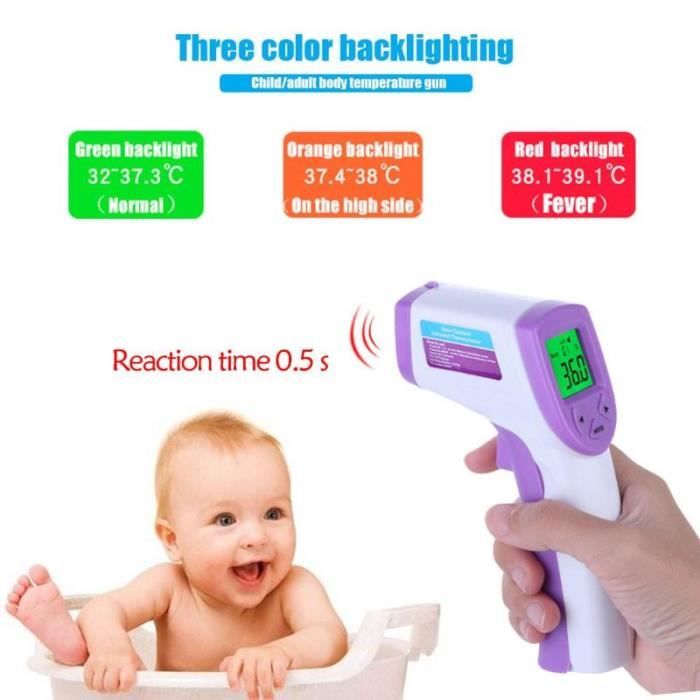 Thermomètre GENERIQUE Le Thermomètre Frontal, Avec Alarme Thermique, 2 en  1, Aucun Contact Frontal, avec Fonction Mémoire, écran LCD, Adapté pour les  Bébés adultes