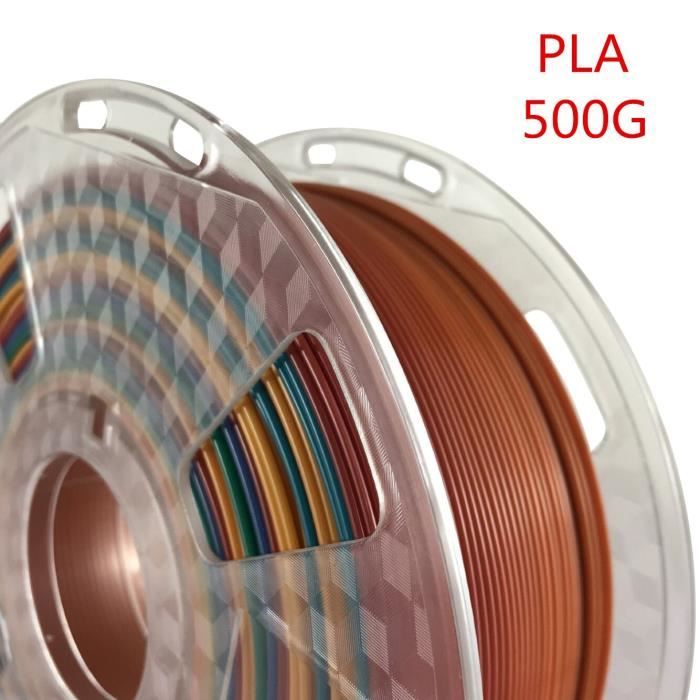 Filament imprimante 3D,Filament PLA multicolore pour imprimante 3D, 1.75mm,  250g, 500g, 1kg, arc en ciel, - Type Rainbow a 500G - Cdiscount Informatique