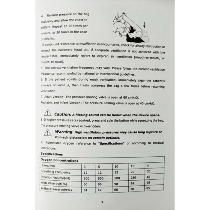 Sac De Réanimation Manuel AMBU Adulte 1500 Ml Avec Tube à Oxygène - PVC, Livraison Gratuite