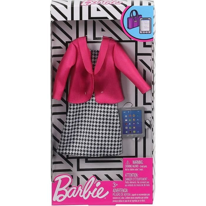 Habit Poupee Mannequin Robe Rayee Noire Et Blanche Snoopy Avec Sac Barbie 