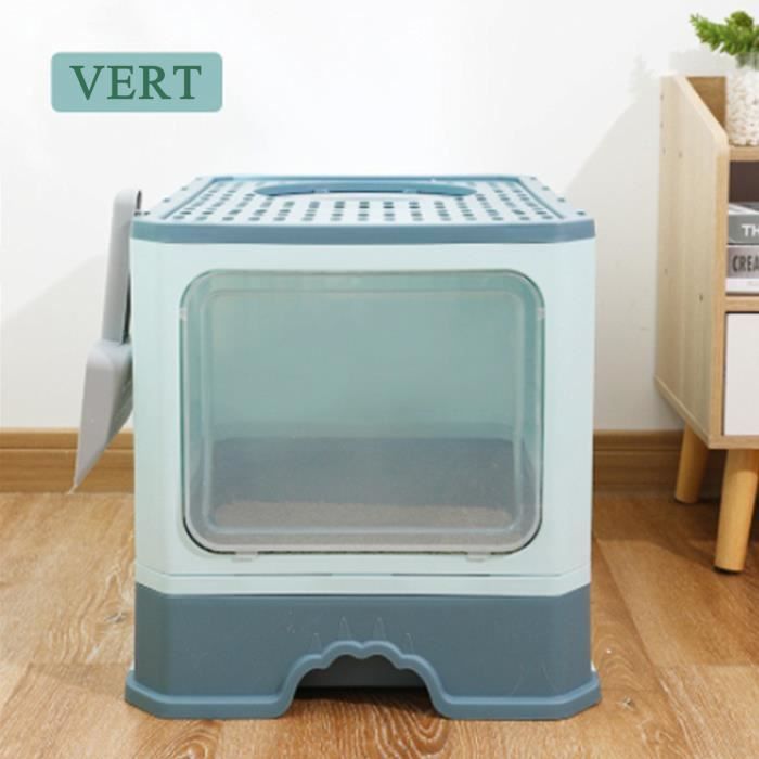 Comparer les prix de Bac à Litière Pour Grand Chat - NUO - Maison de Toilette Pliable Double Porte - Gris