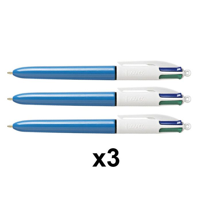 Stylo Bille BIC Cristal Re-New - Bleu - Pointe 1.0mm - Avec 2 Recharges - Économique