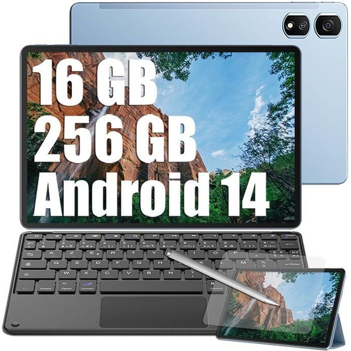 Blackview Tab 16 Pro Tablette Tactile 10.95 24Go+256Go-SD 1To 7700mAh 13MP+8MP Android 14 Dual SIM-PC Mode Bleu Avec Clavier K1
