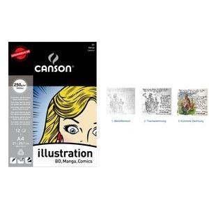 CANSON Bloc 12 feuilles Illustration® BD A4 - 250 g - Blanc