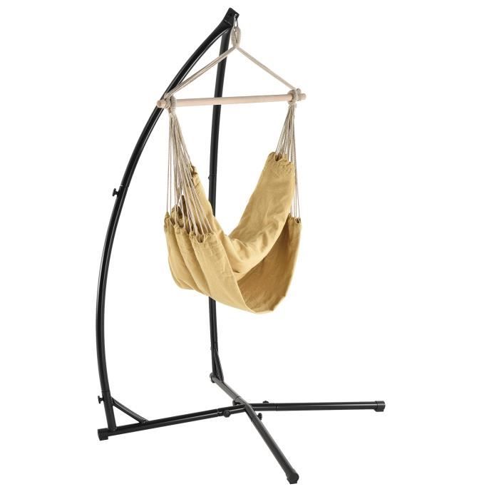 Fauteuil Suspendu En.casa - Chaise Hamac Intérieur Extérieur Avec Accoudoirs, Charge 100kg, Beige