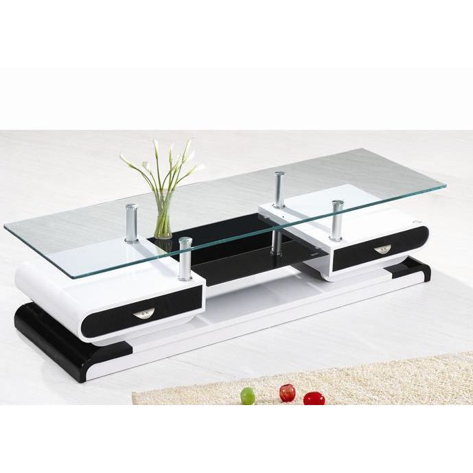 Meuble Tv Laque Noir Et Verre Transparent Evasion