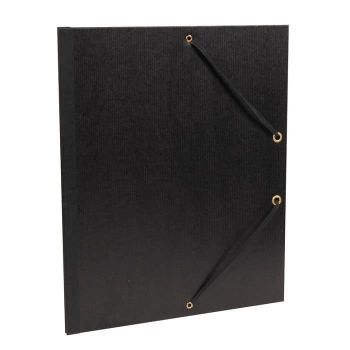 Carton à dessin 26x33 vergé kraft noir élastique