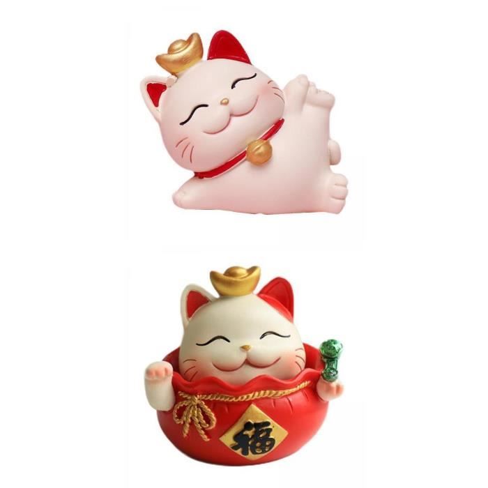 Tirelire Chat Maneki Neko Porte-Bonheur - Figurine Japonaise 17,5 Cm, Tirelire Feng Shui Chinoise Chance, Décoration Maison
