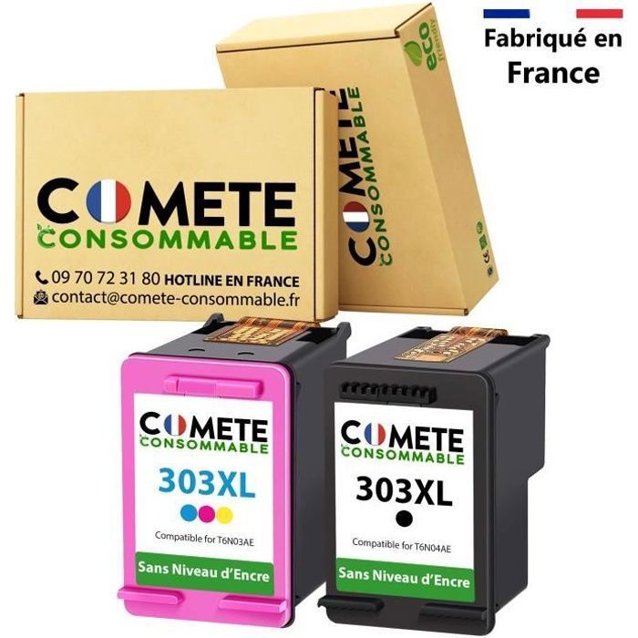 Kit Recharge Encre HP 303 - 4x50ml Noir Et Couleur + Clip De Purge