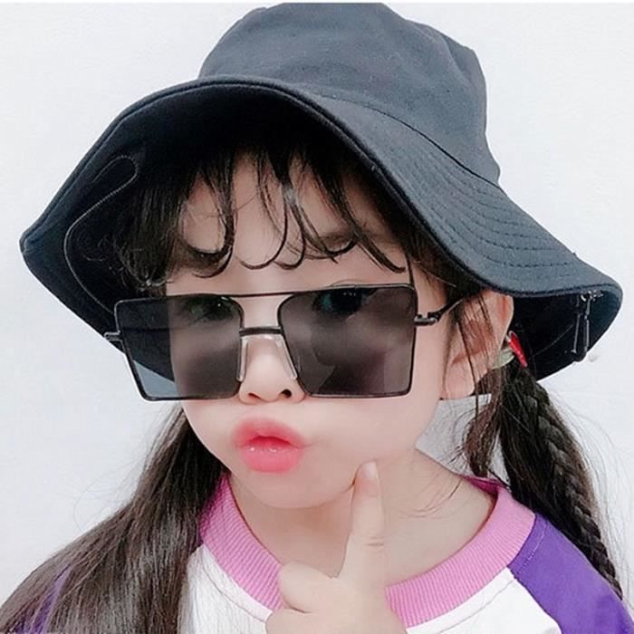 Lunette de soleil enfant fille garcon marque carre noir noir