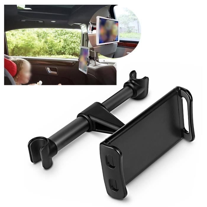 Support Voiture Universel Pour Tablette & Téléphone - Fixation à L'appui-tête, Rotation 360°, Couleur Noire