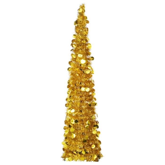 Sapin de Noël artificiel escamotable Doré 150 cm PET Cdiscount Maison