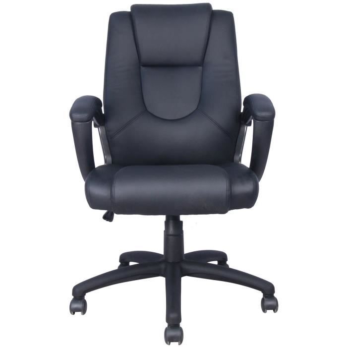 Gaspard Fauteuil De Bureau Simili Noir L 55 P 50 X H 103 113cm Achat Vente Chaise De Bureau Soldes Sur Cdiscount Des Le 20 Janvier Cdiscount