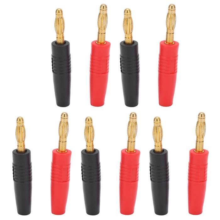 Lot De 20 Fiches Banane 4mm Empilables - Rouge Et Noir - 600V 20A - Pour Enceintes, Amplis, Tests électroniques